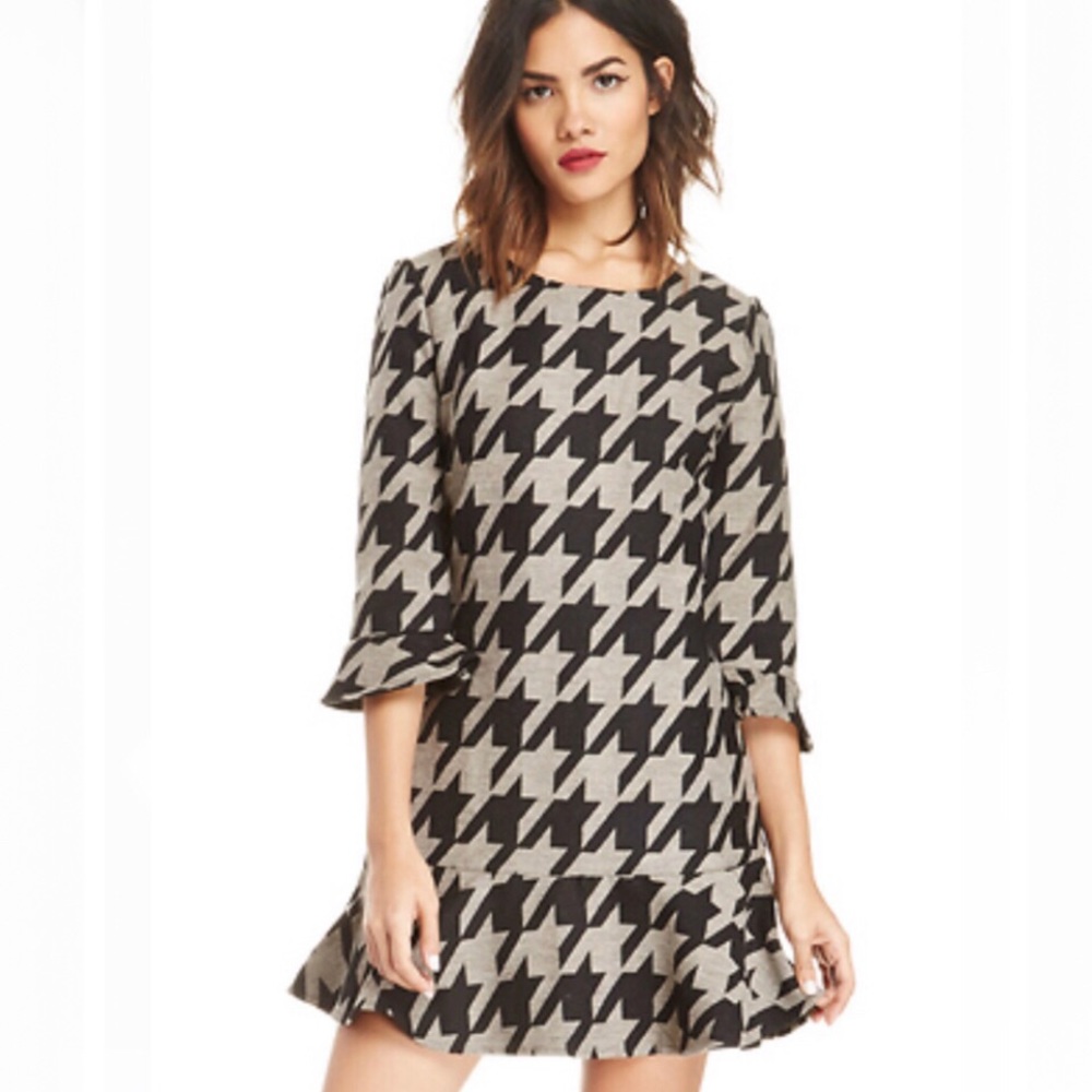 JOA Houndstooth Print Dress